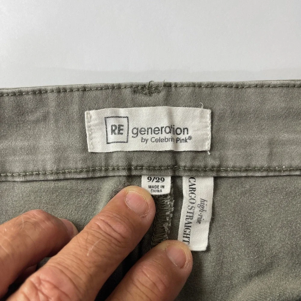 RE Generation Cargo Pants Womens 9 Olive High Rise Straight Gorpcore Granola
